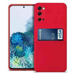 For Samsung Galaxy S20 Liquid Silicone Skin Feel Shockproof Phone Case with Card Slot(Red)