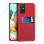For Samsung Galaxy A71 Liquid Silicone Skin Feel Shockproof Phone Case with Card Slot(Red)