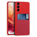 For Samsung Galaxy S21 5G Liquid Silicone Skin Feel Shockproof Phone Case with Card Slot(Red)
