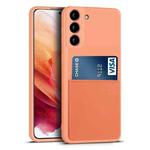 For Samsung Galaxy S21 5G Liquid Silicone Skin Feel Shockproof Phone Case with Card Slot(Orange)