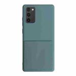 For Samsung Galaxy Note20 Liquid Silicone Skin Feel Shockproof Phone Case with Card Slot(Dark Green)