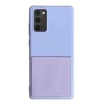 For Samsung Galaxy Note20 Liquid Silicone Skin Feel Shockproof Phone Case with Card Slot(Light Purple)