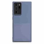 For Samsung Galaxy Note20 Ultra Liquid Silicone Skin Feel Shockproof Phone Case with Card Slot(Lavender Grey)