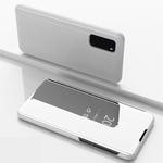 For Galaxy S20 Plated Mirror Horizontal Flip Leather Case with Holder(Silver)