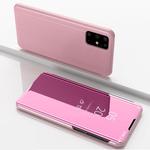 For Galaxy S20+ Plated Mirror Horizontal Flip Leather Case with Holder(Rose Gold)