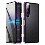 For Sony Xperia 10 III HD Magnetic Metal Tempered Glass Phone Case (Purple)
