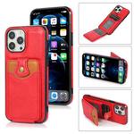 For iPhone 13 Pro Max Soft Skin Leather Wallet Bag Phone Case (Red)