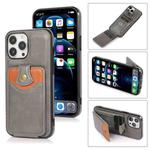 For iPhone 13 Pro Max Soft Skin Leather Wallet Bag Phone Case (Grey)
