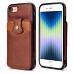 For iPhone SE 2022 / SE 2020 / 8 / 7 Soft Skin Leather Wallet Bag Phone Case(Brown)
