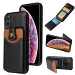 For iPhone X / XS Soft Skin Leather Wallet Bag Phone Case(Black)