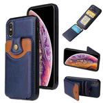For iPhone XR Soft Skin Leather Wallet Bag Phone Case(Blue)
