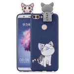 For Huawei Enjoy 7s Cartoon Shockproof TPU Protective Case with Holder(Cat)