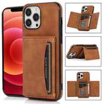 For iPhone 13 Pro Max Three-fold Leather Phone Case with Card Slot & Wallet & Holder (Brown)