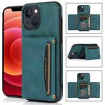 For iPhone 13 Pro Three-fold Leather Phone Case with Card Slot & Wallet & Holder (Blue)