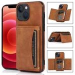 For iPhone 13 Three-fold Leather Phone Case with Card Slot & Wallet & Holder(Brown)