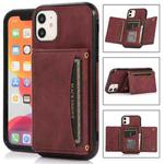 For iPhone 12 Pro Max Three-fold Leather Phone Case with Card Slot & Wallet & Holder(Wine Red)