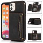 For iPhone 12 / 12 Pro Three-fold Leather Phone Case with Card Slot & Wallet & Holder(Black)