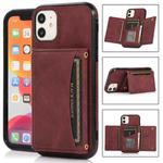 For iPhone 12 mini Three-fold Leather Phone Case with Card Slot & Wallet & Holder (Wine Red)