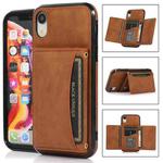 For iPhone XR Three-fold Leather Phone Case with Card Slot & Wallet & Holder(Brown)