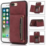 Three-fold Leather Phone Case with Card Slot & Wallet & Holder For iPhone 8 Plus & 7 Plus(Wine Red)