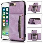 Three-fold Leather Phone Case with Card Slot & Wallet & Holder For iPhone 8 Plus & 7 Plus(Purple)
