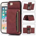 For iPhone SE 2022 / SE 2020 / 8 / 7 Three-fold Leather Phone Case with Card Slot & Wallet & Holder(Wine Red)