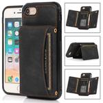 For iPhone SE 2022 / SE 2020 / 8 / 7 Three-fold Leather Phone Case with Card Slot & Wallet & Holder(Black)