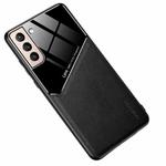 For Samsung Galaxy S22 5G Leather Glass Magnet Phone Case(Black)