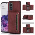 For Samsung Galaxy S20+ Three-fold Leather Phone Case with Card Slot & Wallet & Holder(Wine Red)