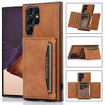 For Samsung Galaxy S22 Ultra Three-fold Leather Phone Case with Card Slot & Wallet & Holder(Brown)