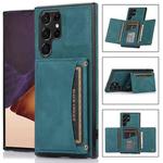 For Samsung Galaxy S22 Ultra Three-fold Leather Phone Case with Card Slot & Wallet & Holder(Green)