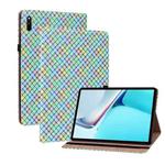 For Huawei MatePad 11 2021 Color Weave Leather Tablet Case with Holder(Rainbow)