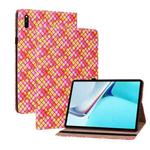 For Huawei MatePad 11 2021 Color Weave Leather Tablet Case with Holder(Rose Red)