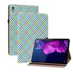 For Lenovo Tab P11 TB-J606F Color Weave Leather Tablet Case with Holder(Rainbow)