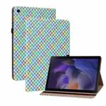 For Samsung Galaxy Tab A8 10.5 2021 Color Weave Leather Tablet Case with Holder(Rainbow)