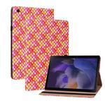 For Samsung Galaxy Tab A8 10.5 2021 Color Weave Leather Tablet Case with Holder(Rose Red)