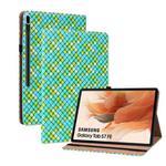 For Samsung Galaxy Tab S7 Plus T970 / S7 FE T730 Color Weave Leather Tablet Case with Holder(Green)