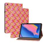 For Samsung Galaxy Tab A 8.0 2019 T290 Color Weave Leather Tablet Case with Holder(Rose Red)