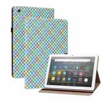 For Amazon Kindle Fire HD8 Color Weave Leather Tablet Case with Holder(Rainbow)