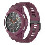 For Samsung Galaxy Watch4 Classic 42mm Carbon Fiber Sport Silicone Integrated Watch Band(Wine Red)