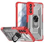 For Samsung Galaxy S21 5G PC + TPU Shockproof Phone Case with Metal Ring Holder(Red)