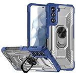 For Samsung Galaxy S21 5G PC + TPU Shockproof Phone Case with Metal Ring Holder(Blue)