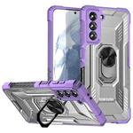 For Samsung Galaxy S21 5G PC + TPU Shockproof Phone Case with Metal Ring Holder(Purple)