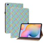 For Samsung Galaxy Tab S6 Lite Color Weave Smart Leather Tablet Case(Rainbow)