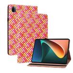 For Xiaomi Pad 5 / 5 Pro Color Weave Smart Leather Tablet Case(Rose Red)