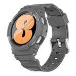 For Samsung Galaxy Watch4 44mm Carbon Fiber Sport Silicone Integrated Watch Band(Grey)