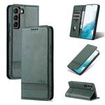 For Samsung Galaxy S22+ AZNS Magnetic Calf Texture Horizontal Flip Leather Phone Case(Dark Green)