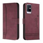 For Infinix Note 10 Retro Skin Feel TPU + PU Leather Phone Case(Wine Red)