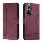 For Honor 50 Retro Skin Feel TPU + PU Leather Phone Case(Wine Red)