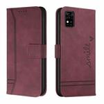 For ZTE Blade A31 Retro Skin Feel TPU + PU Leather Phone Case(Wine Red)